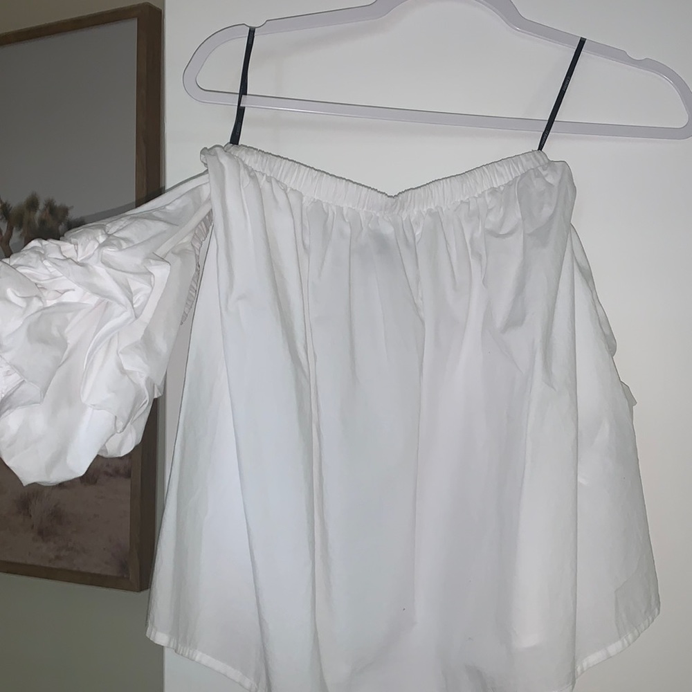 White Off Shoulder Puff Sleeve Top